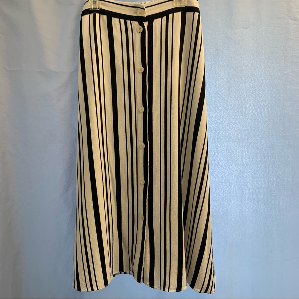 Loft Stripped Midi Skirt